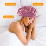 Satin Silk Bonnet compatible with Curly Hair, Hair Bonnet Silk Wrap for Sleeping, Night Sleep Cap for Women (Bean Paste) - Image 13