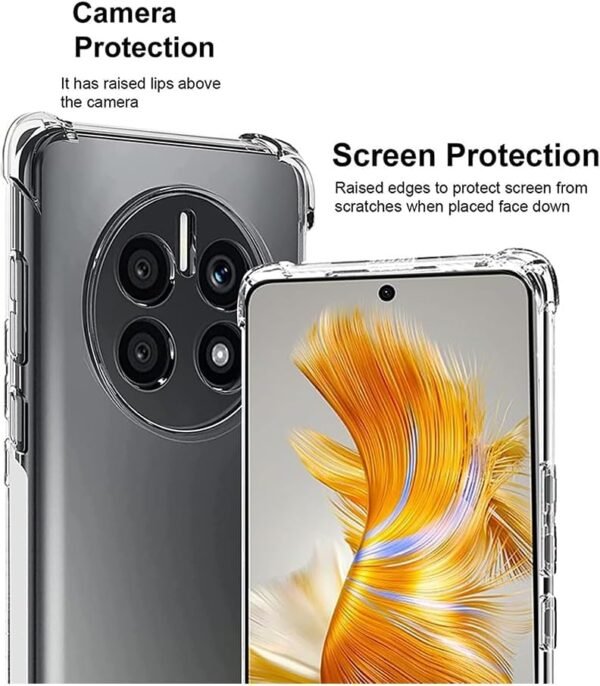 Clear Case For Huawei Mate 70 Shock-Absorption TPU Cell Phone Cover with Reinforced Corners, Soft Flexible & Crystal Clear Protective Bumper Case : Amazon.ae: Electronics - Image 3