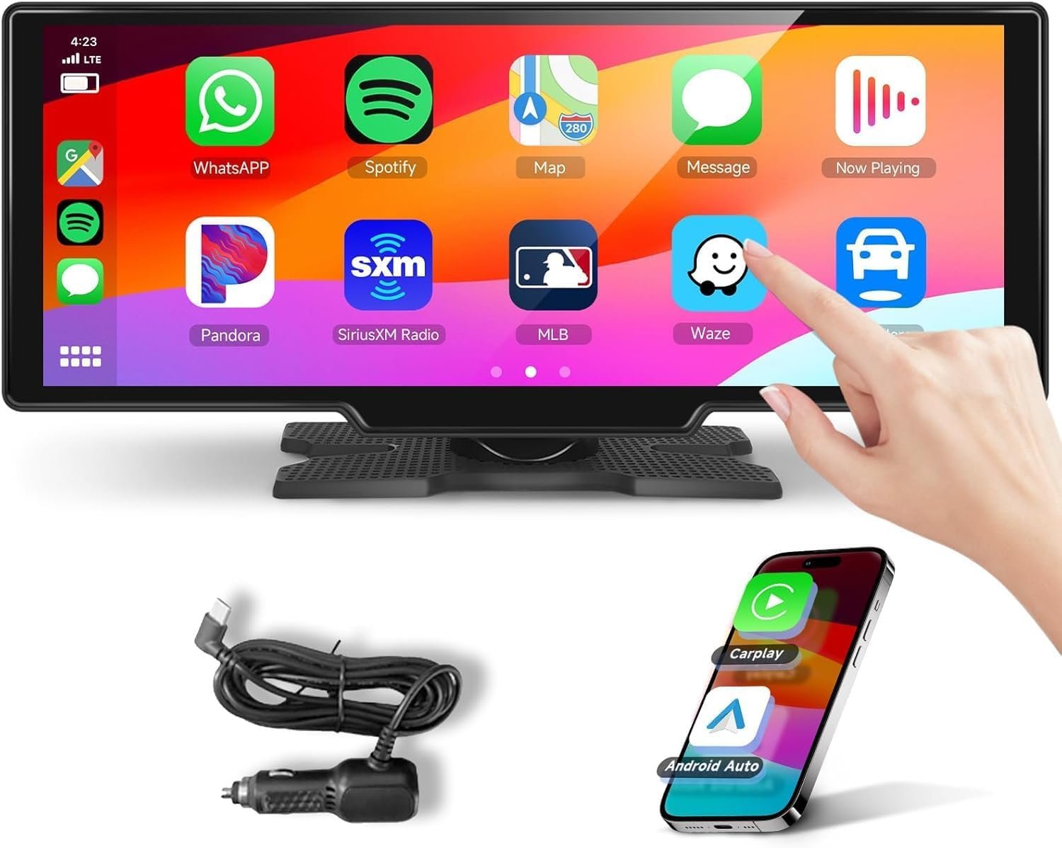 61wOIoTyOL._AC_SL1500_.jpg podofo 10.26 Touchscreen Portable Wireless Apple Carplay Car Stereo, Portable Car Screen Compatible with Bluetooth Hands-Free/GPS Navigation/Siri Assistant/Voice Control,7V-32V Suit for All Vehicles Buy Online at Best Price in UAE - Amazon.ae - Image 1