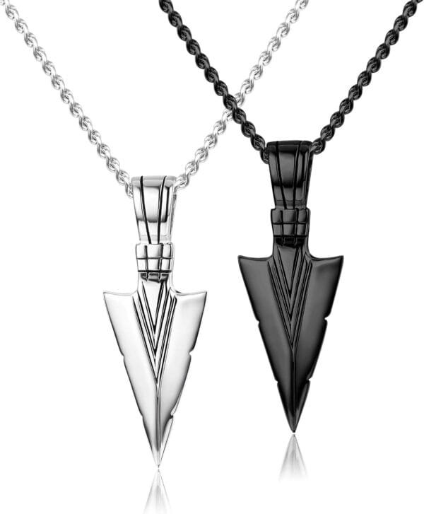 Jstyle Stainless Steel Pendant Necklace for Mens Boys Cool Spearpoint Arrowhead Pendant Chain Necklace Set - Image 10
