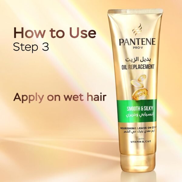 Pantene Pro-V Smooth & Silky Oil Replacement Leave-On Cream to Control Frizz - Repairs Damage & Nourishes Deeply with Vitamins B, C & E 275ml Buy Online at Best Price - Image 6