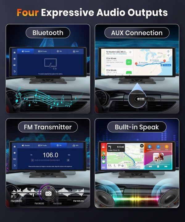 podofo 10.26 Touchscreen Portable Wireless Apple Carplay Car Stereo, Portable Car Screen Compatible with Bluetooth Hands-Free/GPS Navigation/Siri Assistant/Voice Control,7V-32V Suit for All Vehicles Buy Online at Best Price in UAE - Amazon.ae - Image 11