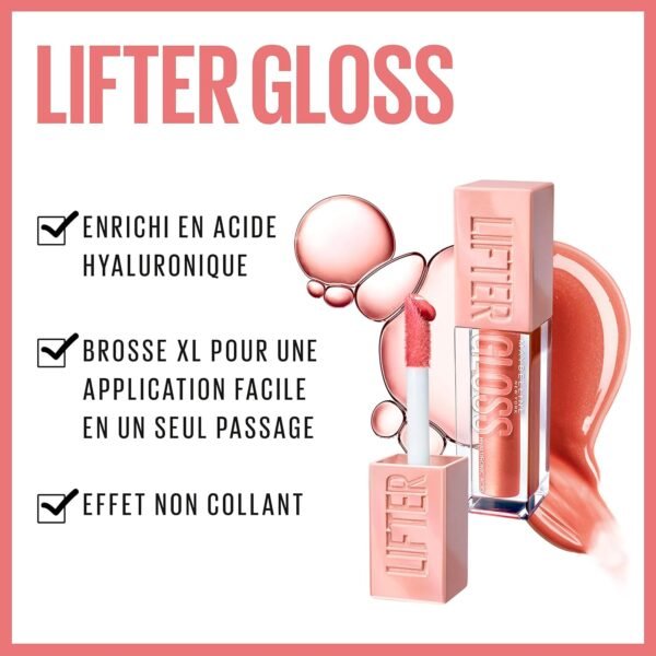Maybelline New York Lifter Gloss, Hydrating Lip Gloss with Hyaluronic Acid, 5.4 ml, Shade 003 Moon : Amazon.ae: Beauty - Image 4