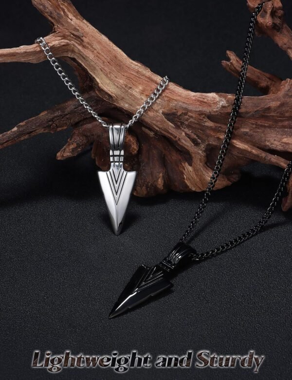 Jstyle Stainless Steel Pendant Necklace for Mens Boys Cool Spearpoint Arrowhead Pendant Chain Necklace Set - Image 18