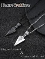Jstyle Stainless Steel Pendant Necklace for Mens Boys Cool Spearpoint Arrowhead Pendant Chain Necklace Set - Image 7